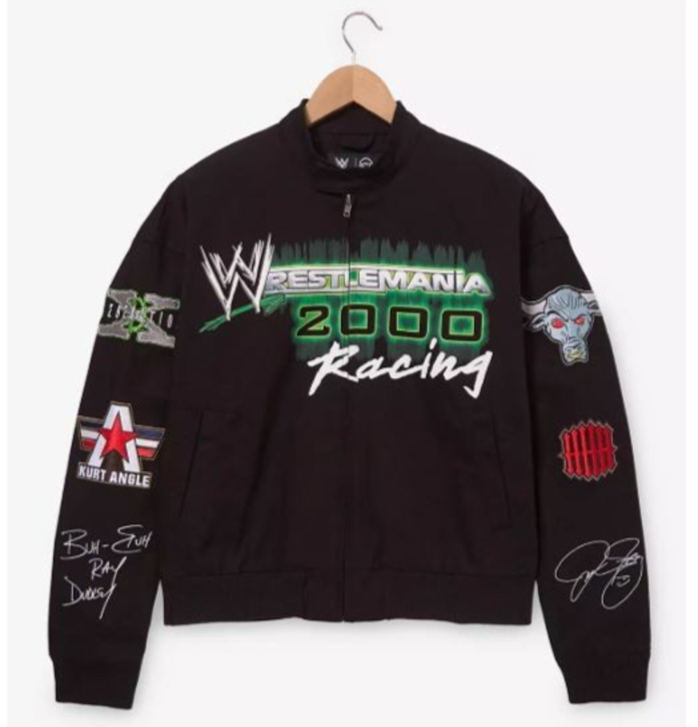 WWE WrestleMania 2000 Racing Moto Black Jacket Mens XL NWT Exclusive Cropped